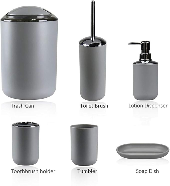 IMAVO Bathroom Accessories Set, 7 Pieces Bathroom Accessory Set, Toilet Brush - Image 7