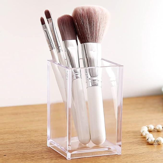 2 Pack Clear Acrylic Pencil Pen Holder Cup, Acrylic Cosmetic Brushes Storage - Image 6