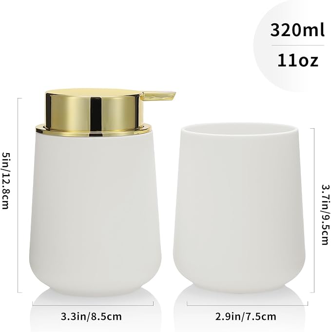 White and Gold Bathroom Accessories 2 Piece Set Luxury Matte Plastic Soap - Image 6