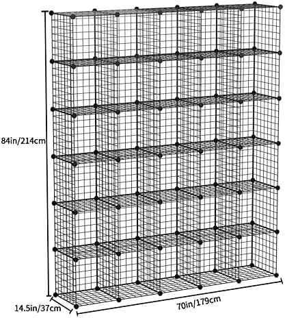 KOUSI 14"x14" Wire Cube Storage, Metal Grid Organizer, 30-Cube Modular Shelving Unit, Stackable Bookcase, Ideal for Living Room, Bedroom, Office, Garage
