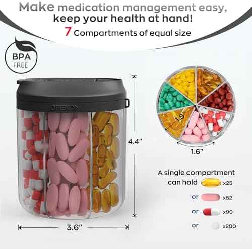 HIONXMGA Pill Bottle Organizer, Pill Dispenser Supplement Container Black