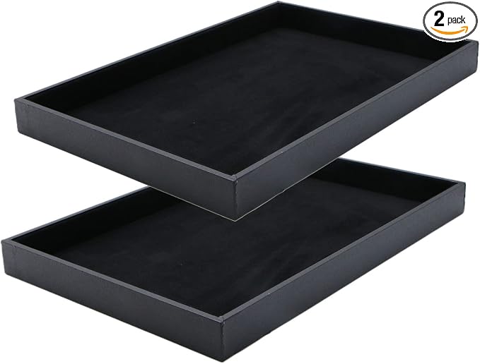 Velvet Jewelry Tray for Drawers Black Jewelrys Display Tray Stackable Jewelry by JETEHO
