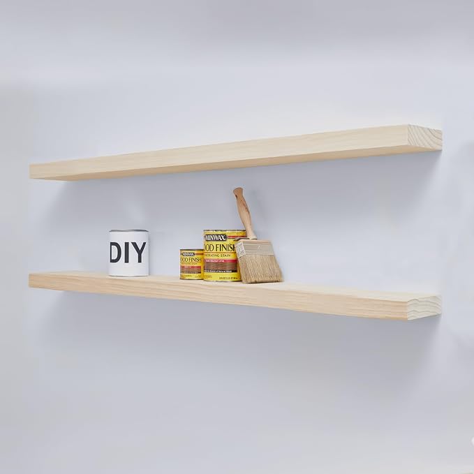 Homeforia 60 inch Wood Floating Shelf, High End Solid Natural Long Wood Shelf by Homeforia