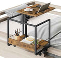 YATINEY Bedside Shelf, Bunk Bed Shelf with Storage and 360° Rotating, Clip-on Loft & Bunk Bed Tray Shelf, Nightstand for College Dorm Room, Apartment, Rustic Brown and Black ET21BR