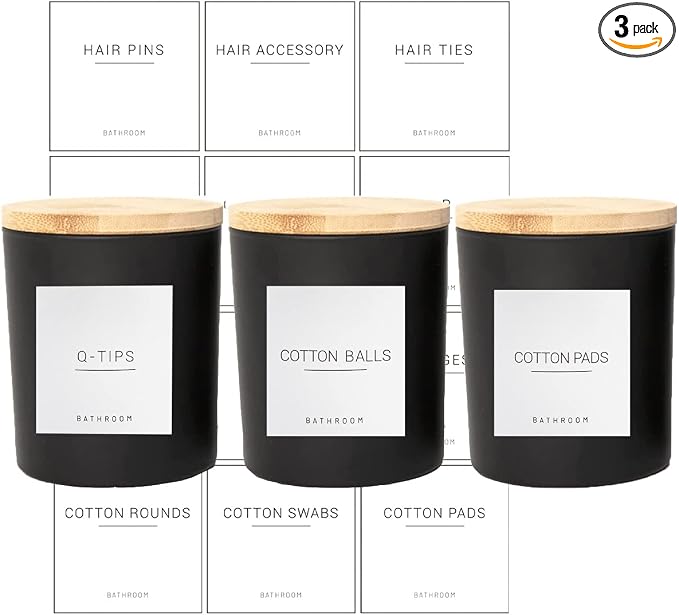 3PCS Modern 13.53oz Black Bathroom Canisters by Unknown