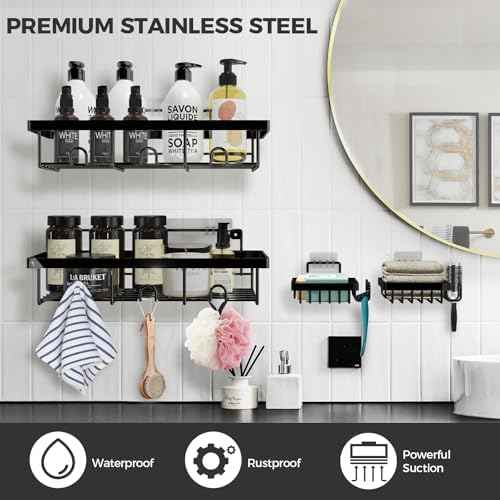 Shower Shelves, Adhesive Shower Caddy Storage Organizer 4-Pack