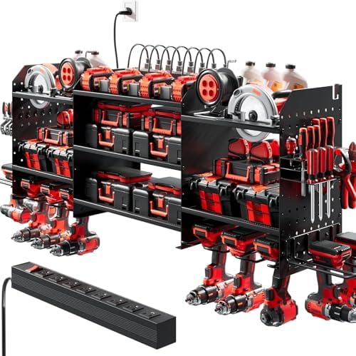 Upgraded Large Power Tool Organizer Wall Mount with Charging Station