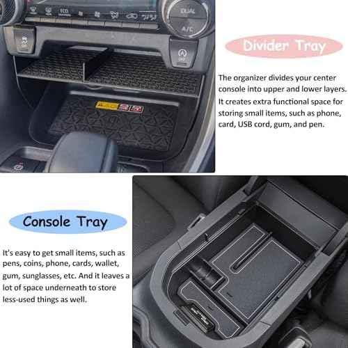 JDMCAR Upgraded Center Console Organizer Compatible with Toyota RAV4 2025 2024 2023 2022 2021 2020 2019 Interior Accessories, Gear Shift Storage Tray Secondary Box Insert Divider - 2pcs