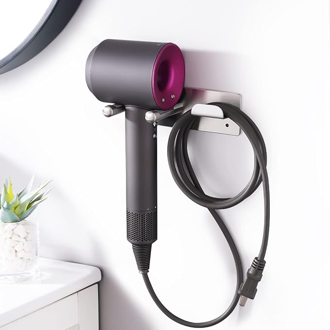 Hair Dryer Holder, SUS304 Adhesive Blow Dryer Holder Wall Mounted Compatible - Image 8