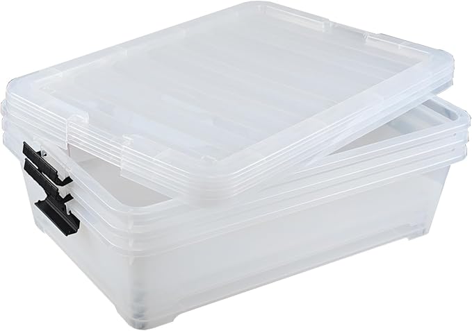 3 Packs 50 Quart Plastic Under Bed Storage Container Bins - Image 2