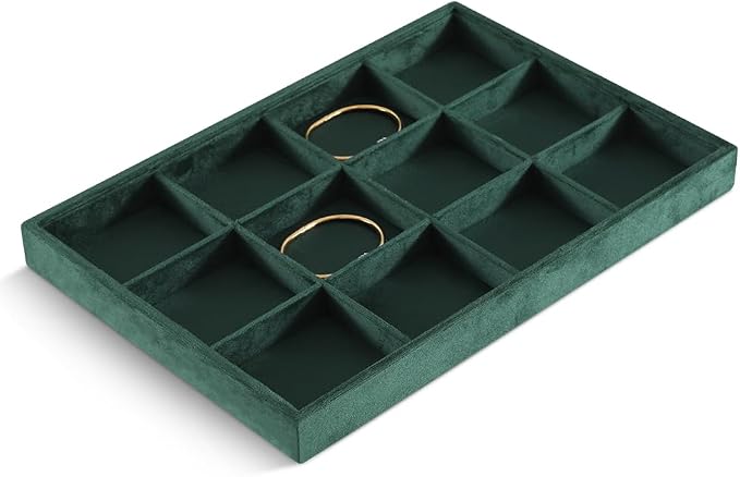 Velvet Stackable Jewelry Display Tray, 12 Grid Watch Bangle Bracelet Storage - Image 4
