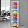 Stackable Safety Helmet Storage Boxes with Wheels, Large Adjustable Hard Hat Placement Organizer Rack, Construction Sites/Workshop/Retail Store,White-6 Grids(39x37x146cm)