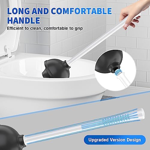 Toilet Plunger and Brush, Silicone Bowl Brush and Heavy Duty Toilet Plunger Set with Ventilated Holder, 2-in-1 Toilet Brush and Plunger Combo for 5.3-inch Bathroom Cleaning (White, 1 Set)