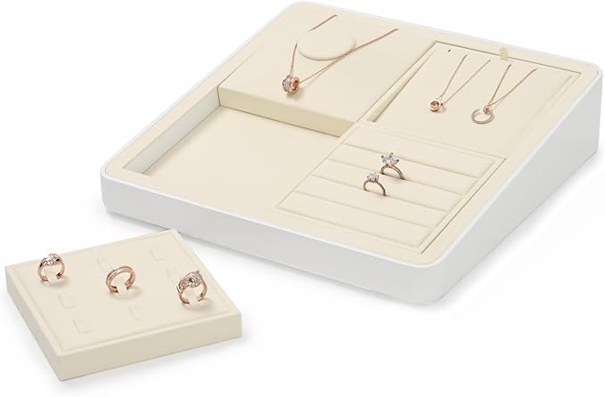 Oirlv Microfiber 4 Slots Jewelry Pendant Display Tray Jewelry Necklace - Image 5