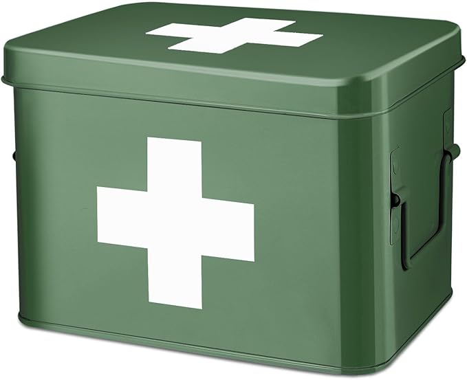 Flexzion Medicine Box, Home Pharmacy Box, Metal Medication Storage by Flexzion