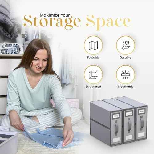 Sheet Organizers and Storage – 4 Pack Bed Sheet Organizer for Queen & King Size, Foldable Linen Closet Storage for Bedding, Duvet Covers, and Pillowcases