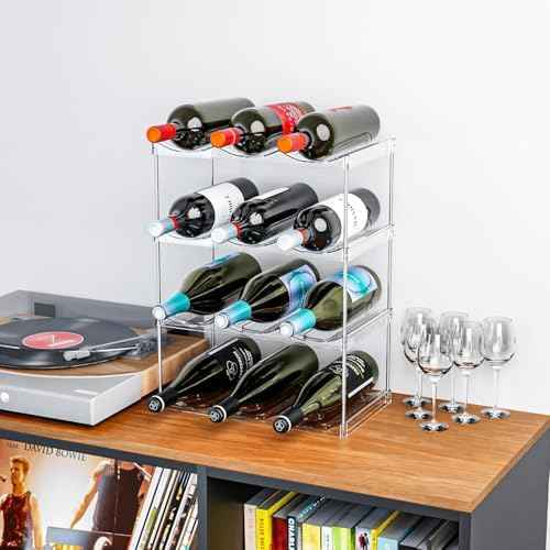 Stackable Water Bottle Organizer for Cabinet,3 Tier Water Bottle Holder for Stanley Yeti 40 oz Bottle Shelf,Clear Tumbler Storage Organizer,Wine Rack,Cup Organizer for Kitchen Cabinets Counter Pantry
