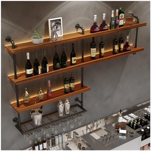 Solid Wood LED Wall Mounted Wine Rack (39.4 in/ 100CM)