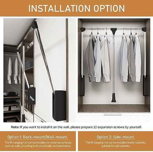 Pull Down Closet Rod, Stainless Steel Adjustable 26''-35'', 60 lbs Capacity