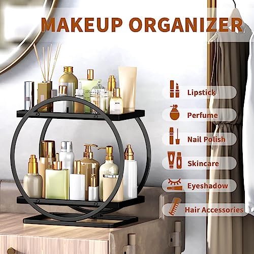 Bathroom Counter Organizer, 2-Tier Black Perfume Organizer Dresser