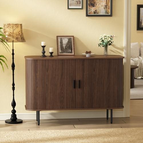 Buffet Sideboard Cabinet with Storage, Fluted Storage Accent Cabinet,Walnut