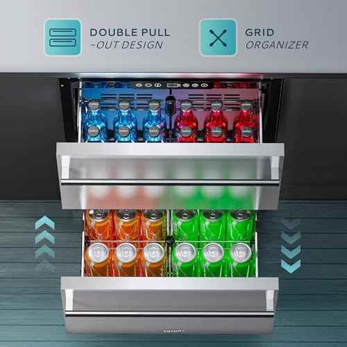 EUHOMY 24 Inch Under Counter Double Drawer Fridge, Outdoor Refrigerator