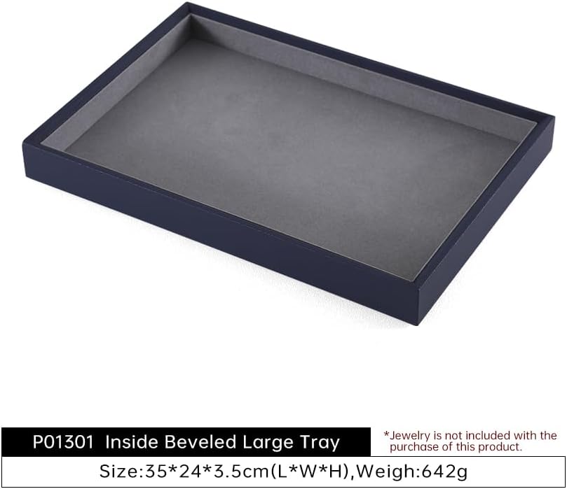 Dark Blue Jewelry Display Tray Ring Necklace Earring Bangle Organizer