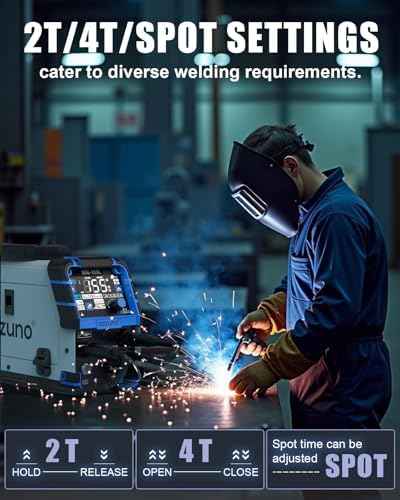 AZZUNO 155A Aluminum MIG Welder, 110V/220V 5-in-1 Wire Feed Welder