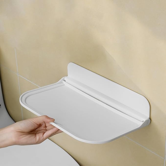 Wall Mounted Small Floating Shelf, Foldable Adhesive Plastics Floating Shelf - Image 5