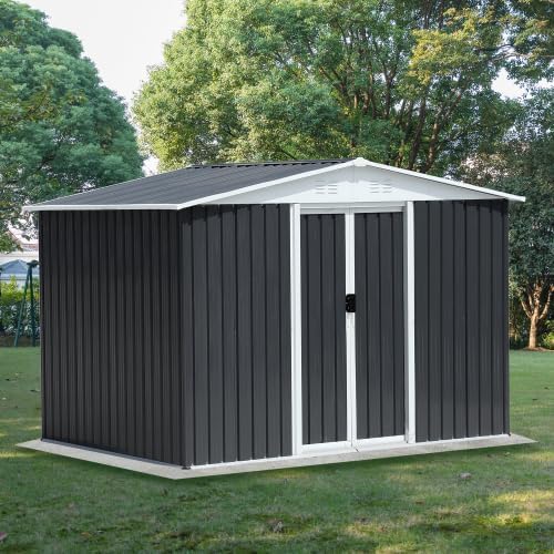8' x 6' Outdoor Metal Storage Shed Outdoor Shed Galvanized Steel Garden Shed by Unknown