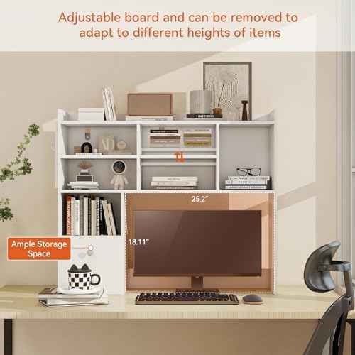 ELECWISH Desktop Bookshelf, Desk Shelf for Computer Desk, 36”, 7 Tier