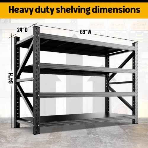 5000LBS Heavy Duty Storage Shelves, 4 Tier Garage Shelving Metal Shelving Unit,Adjustable Heavy Duty Shelving for Garage, Basement, Warehouse, Storage Room,