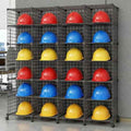 Stackable Safety Helmet Storage Boxes, Large Adjustable Hard Hat Placement Organizer Rack with Wheels, Retail Floor-Standing Motorcycle Helmet Display Shelf for Construction Site/Garage/Factory