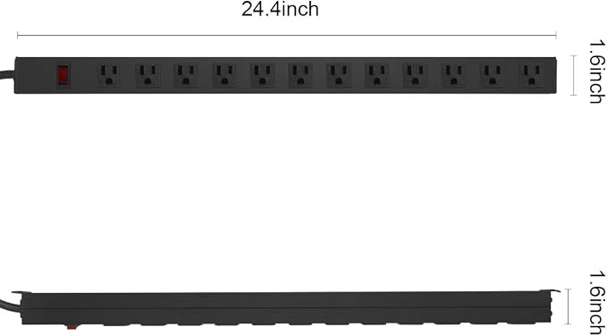 Metal Wall Mount Power Strip, Mountable Power Outlet - Image 2