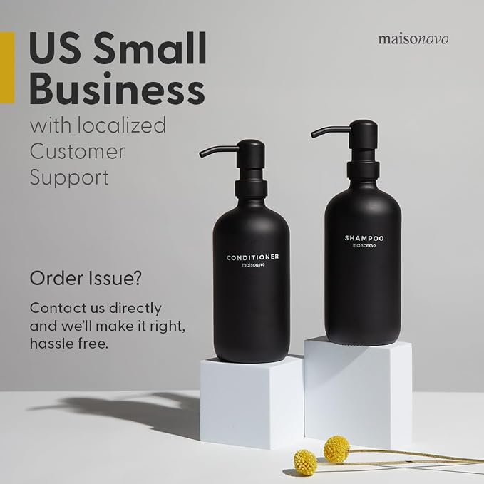 MaisoNovo Soap Dispenser 3-Piece Set | 16.9oz Black Bottles - Image 8
