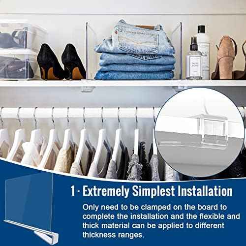 BAUMFEUER 12 Pack Clear Acrylic Shelf Dividers for Closet Shelf