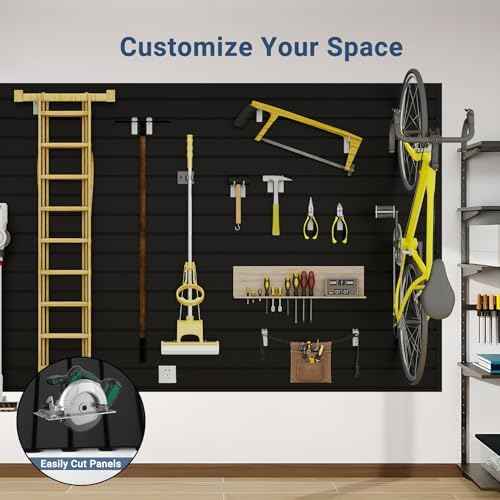 Neoaider Slatwall Panel 8 FT x 4 FT, Interlocking Slat Wall Paneling, Black