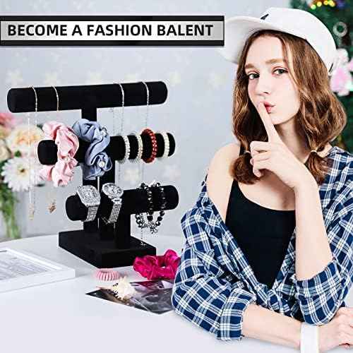 ByKen T Bar Bracelet Display Stand,Necklace Organizer Holder (Black)