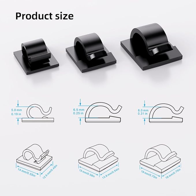 100 PCS Adhesive Cable Clips Cord Organizer, Wire Holder - Image 3