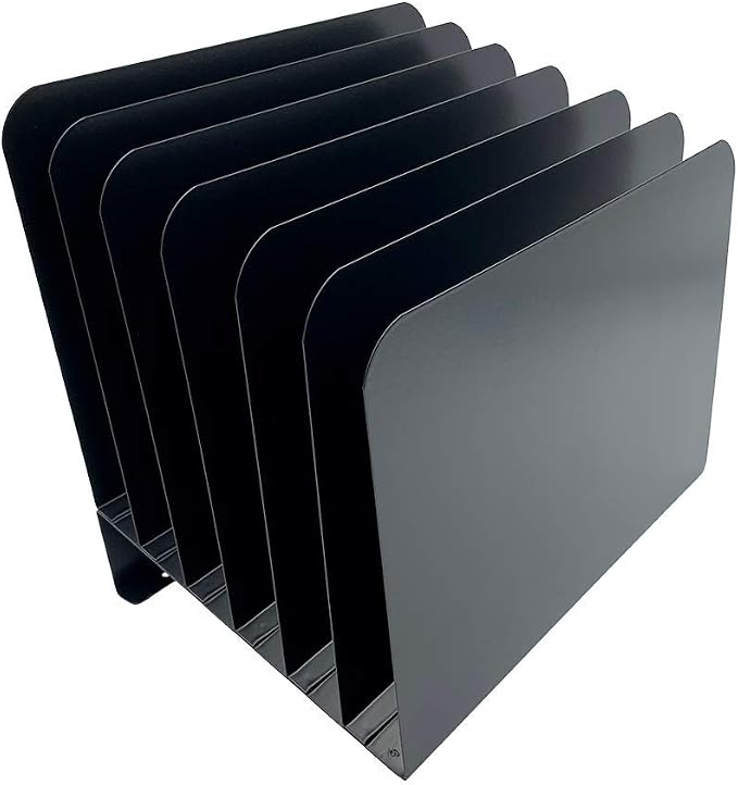 Huron Desktop File Binder Organizer Storage, Inclined Slant 6 Slot - Image 3