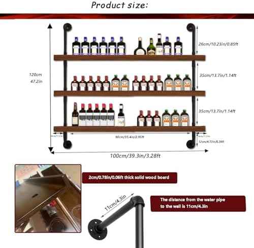 31.4in Wall Mounted Wine Rack with LED Light Solid Wood