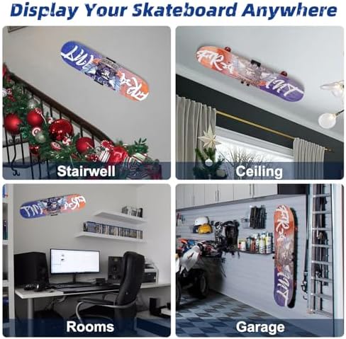1pc / 2pc Skateboard Decks Wall Mount 360° Rotating Skateboard Wall Hanger, Extending & Floating Display Skateboard Wall Holder Grab & Go Storage Rack,Universal Skate Wall Mount Horizontal Any Angle