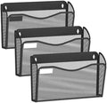 BOHDK Wall File Organizer, 3 Single Pockets Mesh Hanging File