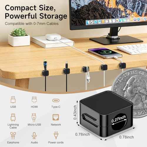 10 Pack Magnetic Cable Clips, Cord Organizer with Strong Adhesive