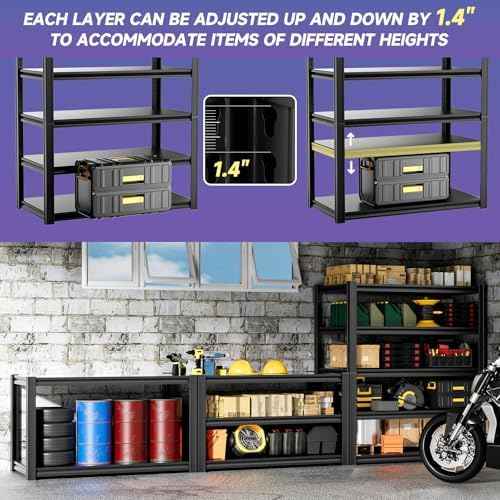 5-Tier 40”W X 20”D X 72”H Heavy Duty Garage Storage Shelves 2500LBS Basement Shelving Heavy Duty Adjustable Unit Rack Metal Rack(Black)
