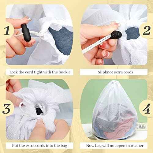 48 Pcs 24 * 32 Inches Fine Mesh Laundry Bag with Drawstring Large
