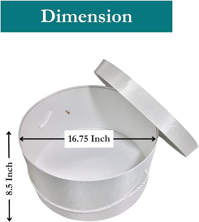Sarah's Hat Boxes Classic White Hat Box – 16.75" x 8.5" Handmade in USA – - Image 3