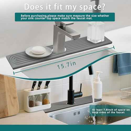 Faucet Mat for Kitchen Sink, Diatomite Absorbent Faucet Stone Drying Mat Kitchen Sink Protectors, Faucet Splash Guard for Bathroom Counter Water Absorbent 16 Inch