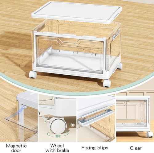 Kmiectse Clear Storage Bins with Lids - 4 Tier 23qt Plastic Stackable Bins