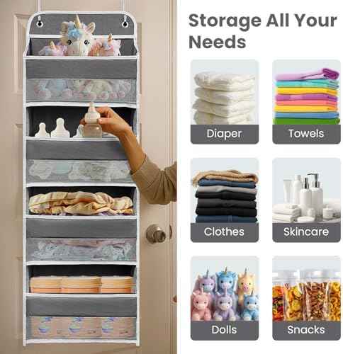 Over the Door Organizer 4 Shelves & 4 Side Pockets, Hanging Door Storage